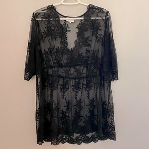 Entro, L, lace overlay top,